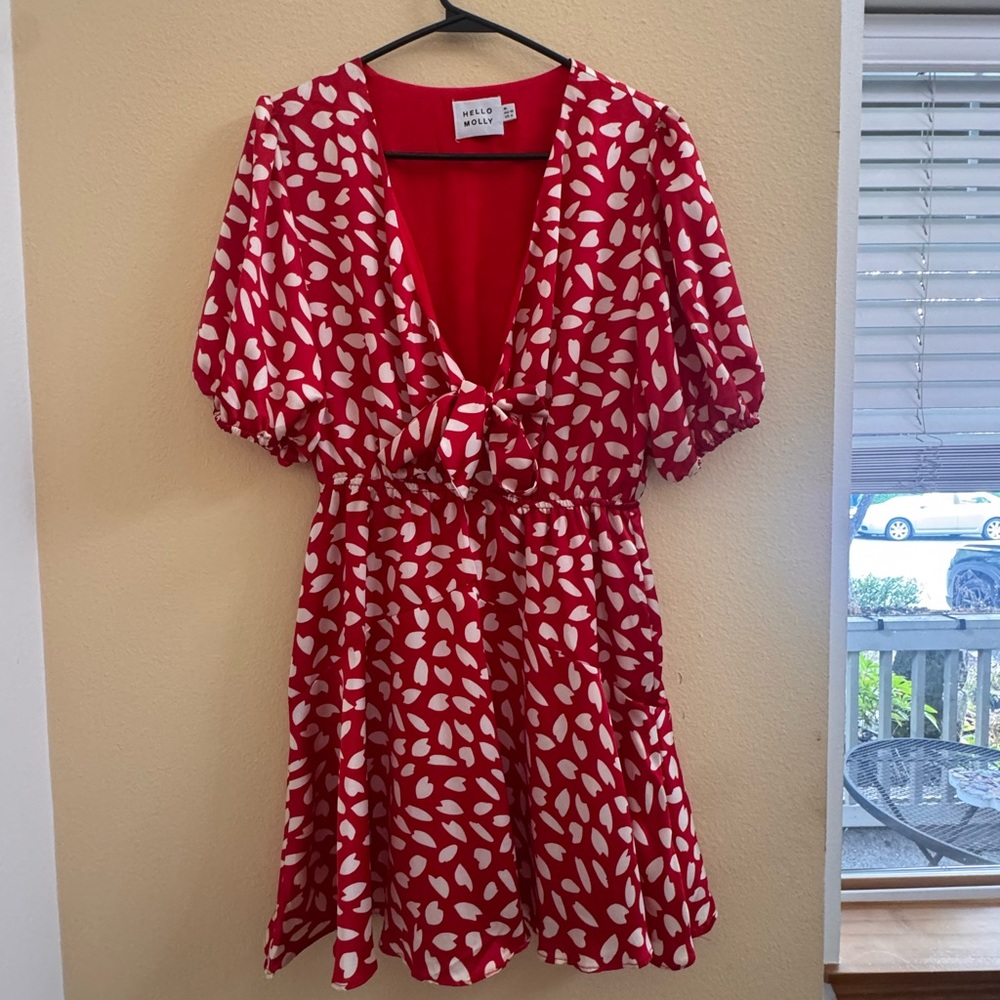 Hello Molly Red And White Patterned Mini Dress - image 1